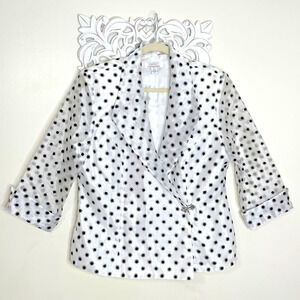 DRESSBARN COLLECTION 12 Collared Sparkly Blazer Rhinestone Clasp WHITE BLACK